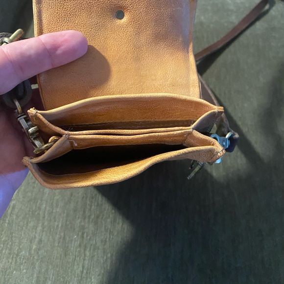 A.S.98 Tan and Brown Leather Crossbody Bag with Adjustable Strap - Picture 4 of 10